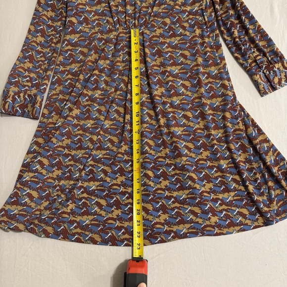 BROOKS BROTHERS Silk Dress Deer Animal Print Slinky Stretch Womens XL Wrap - Picture 12 of 16